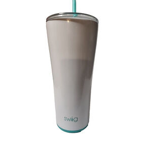 Swig Life Shimmer Diamond White 32 oz Tumbler Aqua Trim
